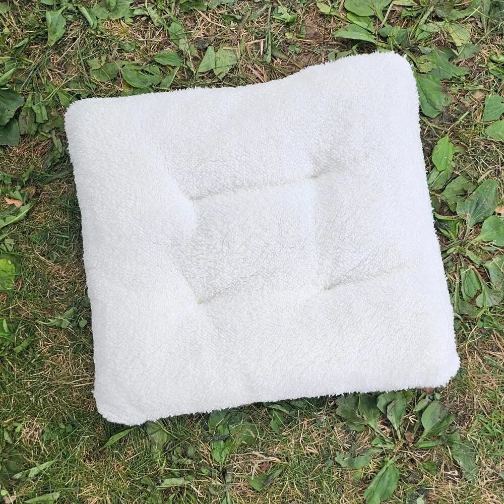 NEW! White Blue Gray Pet Bed - SMALL 6 layers, Fleece + Sherpa | Dog Puppy Cat